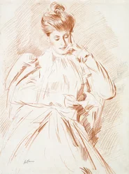 Portrett av Madame Helleu, lesing,