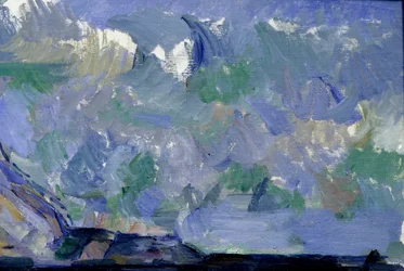 Detalj av himmelen i ""La montagne Sainte Victoire"". Maleri av Paul Cezanne (1839-1906)