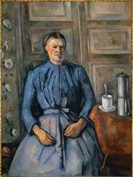 Kvinne med kaffekanne (olje på lerret)