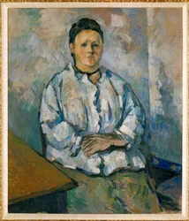 Madame Cézanne sittende (olje på lerret)