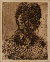 Jomfruhode. Gravering av Paul Cezanne (1839-1906). Etsing. Mål: 32,5x25cm. Musee Granet, Aix En Provence.