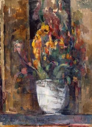 Vase med blomster, ca. 1897-98 (olje på lerret)