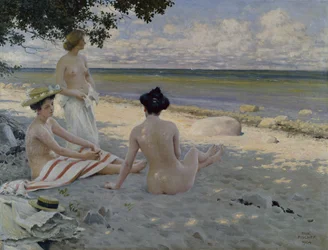 På stranden