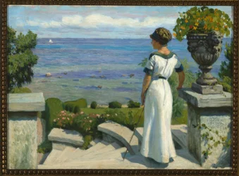 P. Fischer, på terrassen