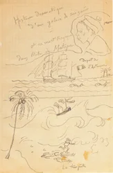 Tegning fra et album med tegninger produsert for den unge Jacques Bousquet, Pont-Aven eller Le Pouldu, 1889-90