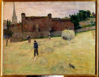 Hay in Brittany Maleri av Paul Gauguin (1848-1903) 1888 Søn. 0,73 x 0,92 m Paris, musee d'Orsay