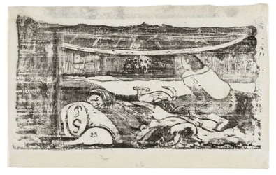 Interiør i en Tahiti-hytte, fra Suite of Late Wood-Block Prints