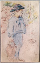 Liten bretonsk gutt med bøtte Sketch av Paul Gauguin