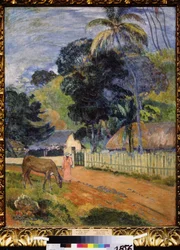 ""Landskap, en hest på veien"" (Landskap. En hest på veien) Maleri av Paul Gauguin (1848-1903) 1899 Postimpresjonisme Dim. 94x73 cm Pushkin Museum Moskva