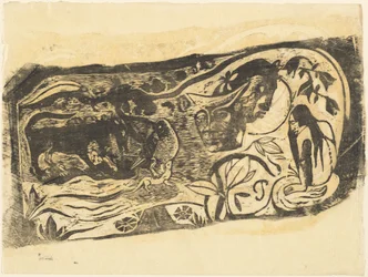 Tallerken med hodet til en horndjevel Planche au diable cornu, i eller etter 1895.