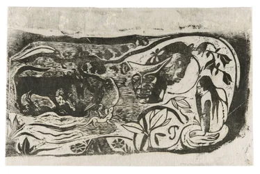 Tallerken med hodet til en horndjevel, fra Suite of Late Wood-Block Prints
