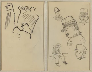 Soldater; Fire soldater og en sittende figur [verso]