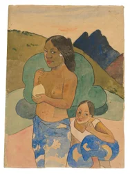Two Tahitian Women in a Landscape, ca. 1892 (akvarell og gouache)