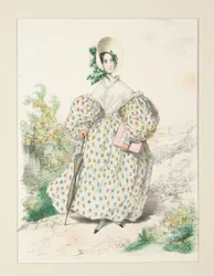 På landet. Juli 1835. Kjole av jaconet...