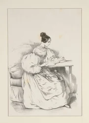 HJEMME. (September 1835) Kjole i skotsk batist,...