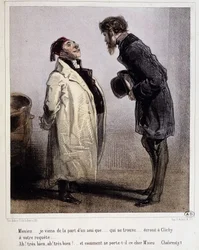 Debitor og kreditor, Cartoon de Gavarni, ca. 1840.