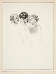 Figurstudie; gruppe med tre figurer