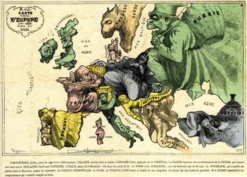 Humoristisk kart over Europa for 1870