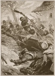 "Så fulgte et hodelangt rush", illustrasjon fra "Battles of the Nineteenth Century" av Archibald Forbes, GA Henty og major Arthur Griffiths