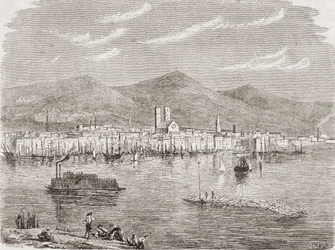 Montreal på 1860-tallet, gravert av Auguste Trichon (f.1814)