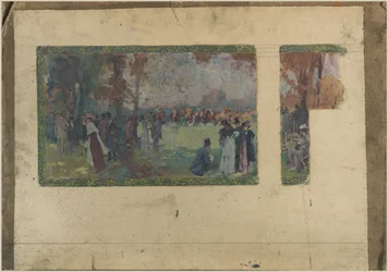 Skisse for rådhuset i Saint-Ouen: L#39;hippodrome de Saint-Ouen, 4. kvartal 1800-tallet (olje på blyant)