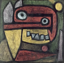 Uten tittel (Maske: vilt dyr) ca. 1939 (farget blyant og farget lim på papir)