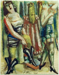 Tre kvinner i garderoben