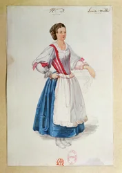 Kostyme for Luisa Miller av Giuseppe Verdi, skisse