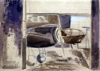 Langneset Blenheim (kritt og akvarell på papir)