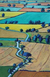 Lane om sommeren (akryl om bord)