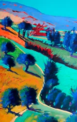 Utsikt vestover #4 (detalj), 2024 (akryl på plate)