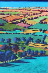 Teme Valley sommer I (akryl om bord)