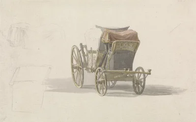 A Coach with Royal Coat of Arms, ca. 1764 (blyant og m/c på papir)