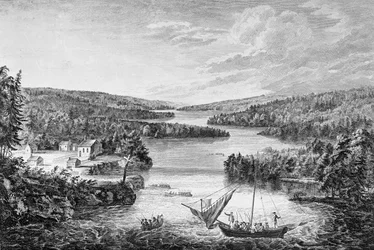 Utsikt over Miramichi, en fransk bosetning i St Laurence-bukten, 1760