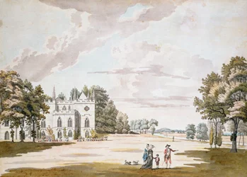 The South Front of Strawberry Hill, 1700-tallet (wc, penn og blekk på papir)