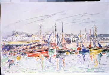 ""La Turballe"" Seilbåter i havnen i La Turballe i Loire Atlantique. Akvarell av Paul Signac (1863-1935) 1930 Pushkin-museet, Moskva