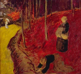 Fern Gatherers i Bois d"Amour ved Pont Aven; Les Ramasseuses de Fougeres au Bois d"Amour ved Pont Aven, ca. 1910