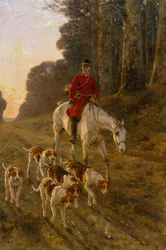 A Huntsman with his Hounds (olje på lerret)