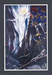 På den øverste, gårdene og baugsprydet, ville jeg flamme tydelig, illustrasjon fra The Tempest, 1908