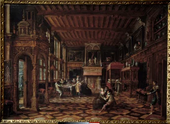 flamsk interiør. Maleri av Paulus Vredeman De Vries (1567-1630)