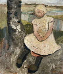 Barn som sitter under et tre; Barn sitter under et tre, ca. 1905