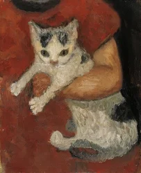 Katt i et barns arm. Omkring 1903
