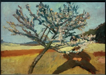 P.Modersohn-Becker, Mann lenende under et blomstrende tre