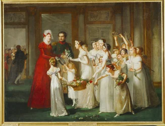 Erkehertuginne Marie Louises ankomst til galleriet på Chateau Compiegne …