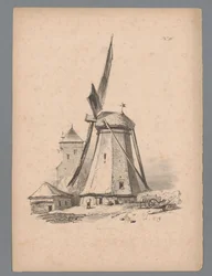 View of a Windmill Landscape Studies av Paulus Lauters (serietittel) Nouvelle suite de 40 études de paysages par P. Lauters (serietittel)