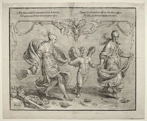 Amor danser med to allegoriske kvinner, 1612.