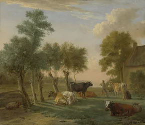 Kyr i en eng nær en gård, 1653