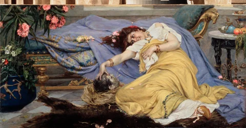 Fulvia (Fulvie Flacca Bambula, 77-40 f.Kr.) med Ciceros hode (Marcus Tullius Cicero)