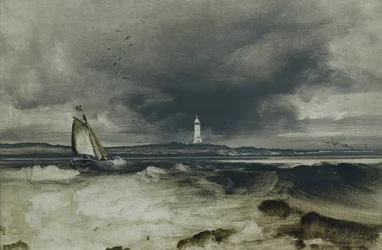 Fyrtårn (olje på panel)