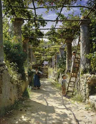 I skyggen av en italiensk pergola, en varm ettermiddag i Anacapri